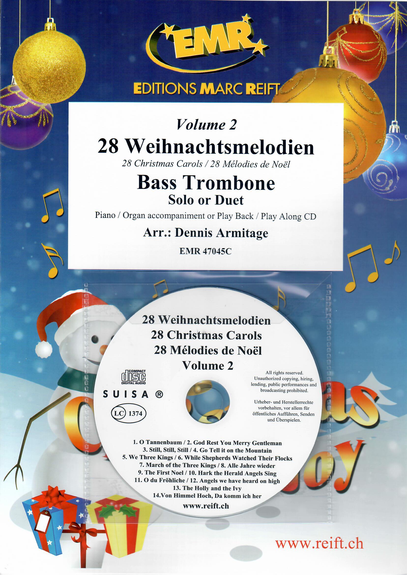 28 WEIHNACHTSMELODIEN VOL. 2, EMR Bass Trombone Duets