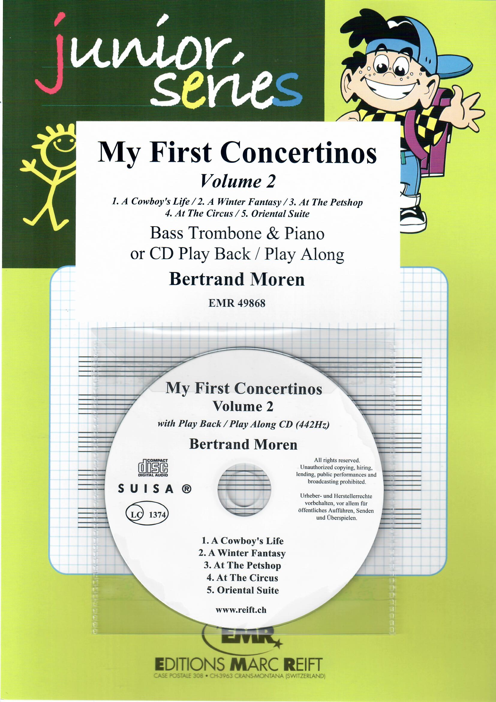 MY FIRST CONCERTINOS VOLUME 2 - Bass Trombone & Piano, BOOKS with CD Accomp., SOLOS for Bass Trombone