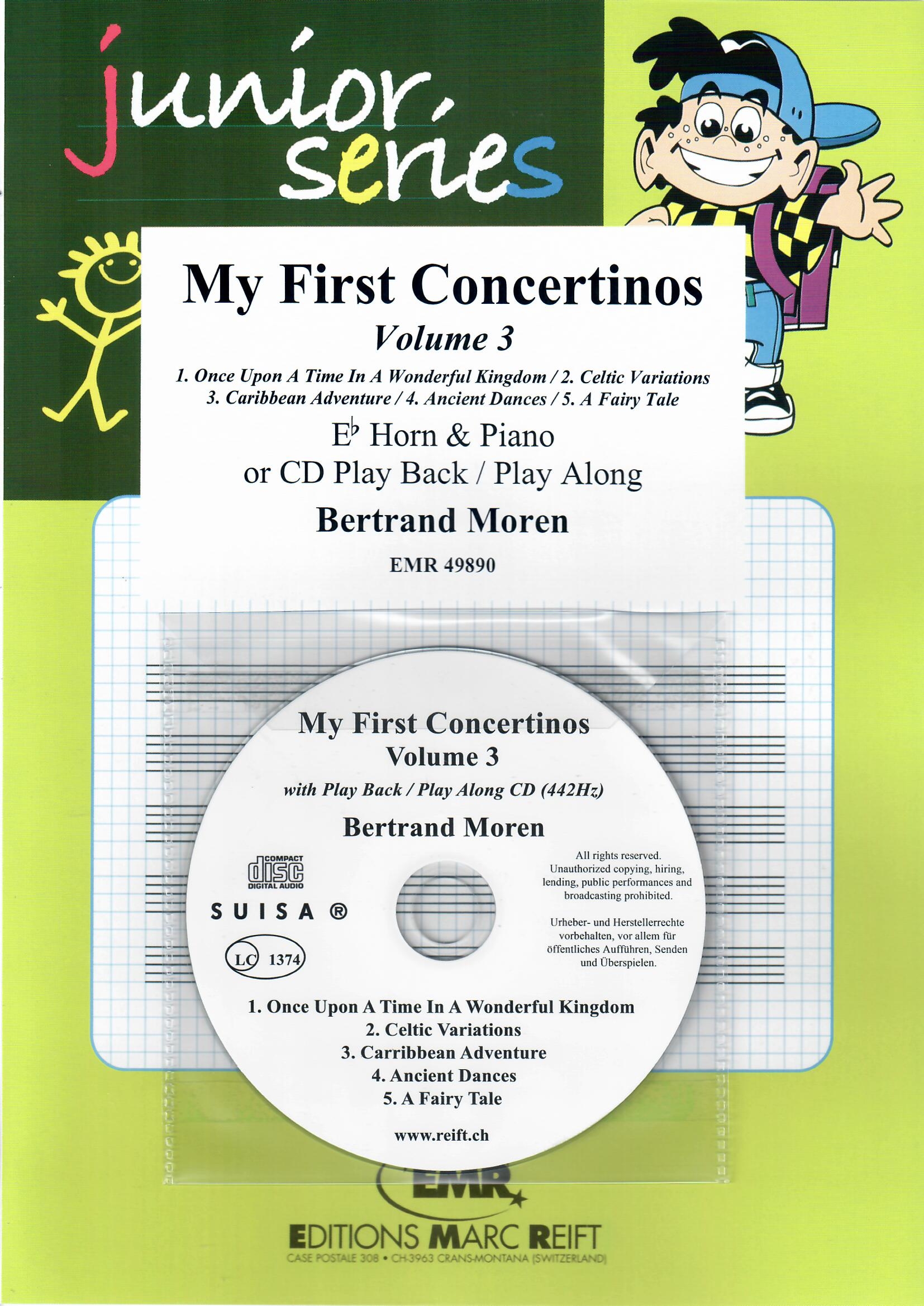MY FIRST CONCERTINOS VOLUME 3 - Eb.Horn & CD, BOOKS with CD Accomp., SOLOS for E♭. Horn