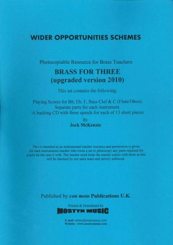 BRASS FOR THREE - Parts & Score, Beginner/Youth Band, Con Moto Brass