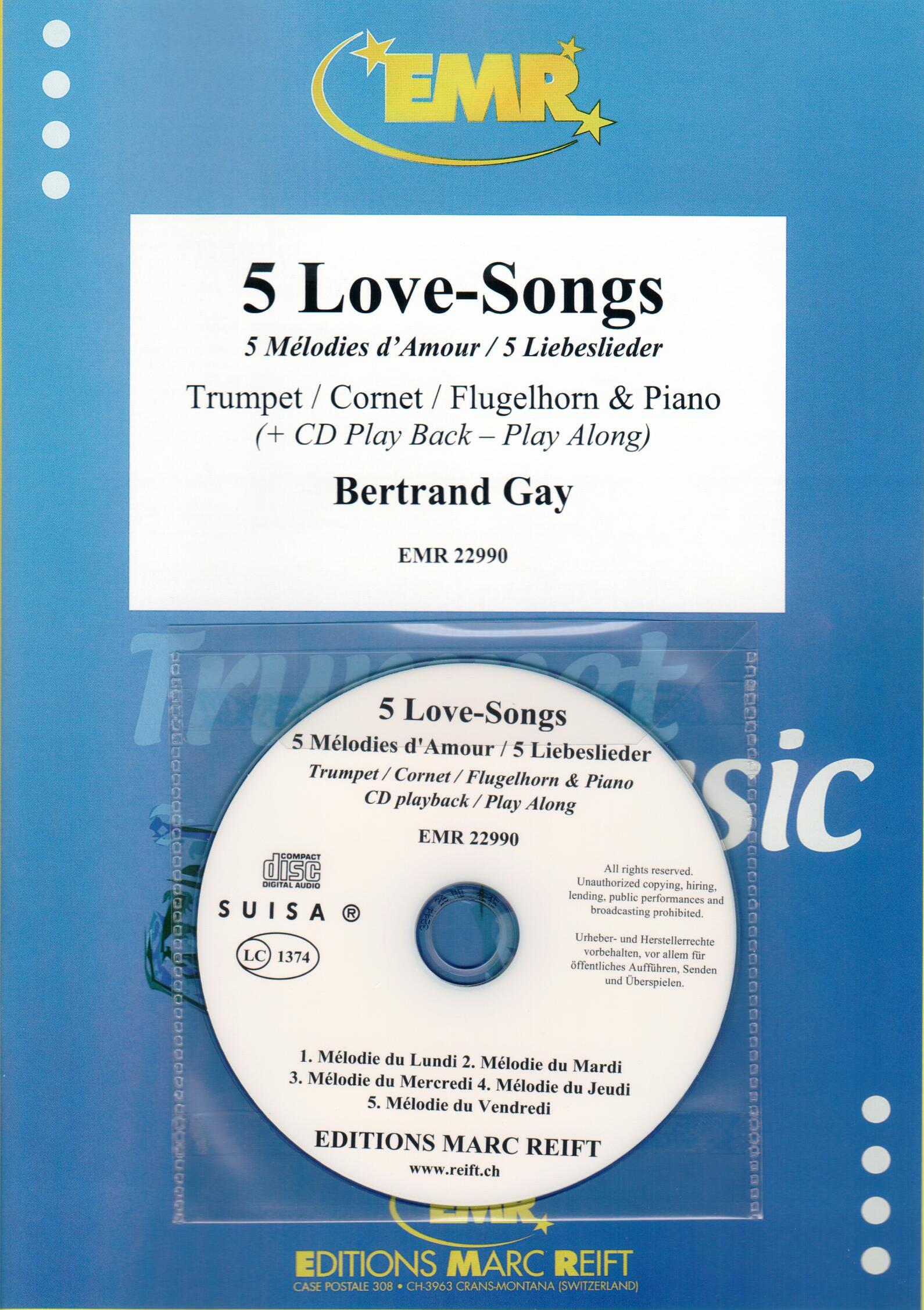 5 LOVE-SONGS, SOLOS - B♭. Cornet/Trumpet with Piano