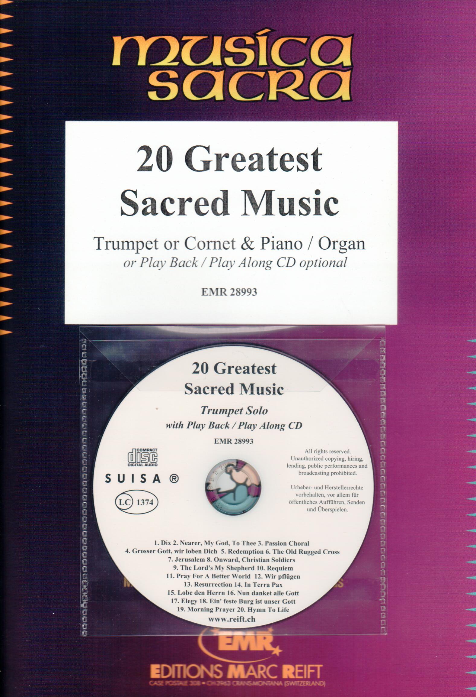 20 GREATEST SACRED MUSIC, SOLOS - B♭. Cornet/Trumpet with Piano