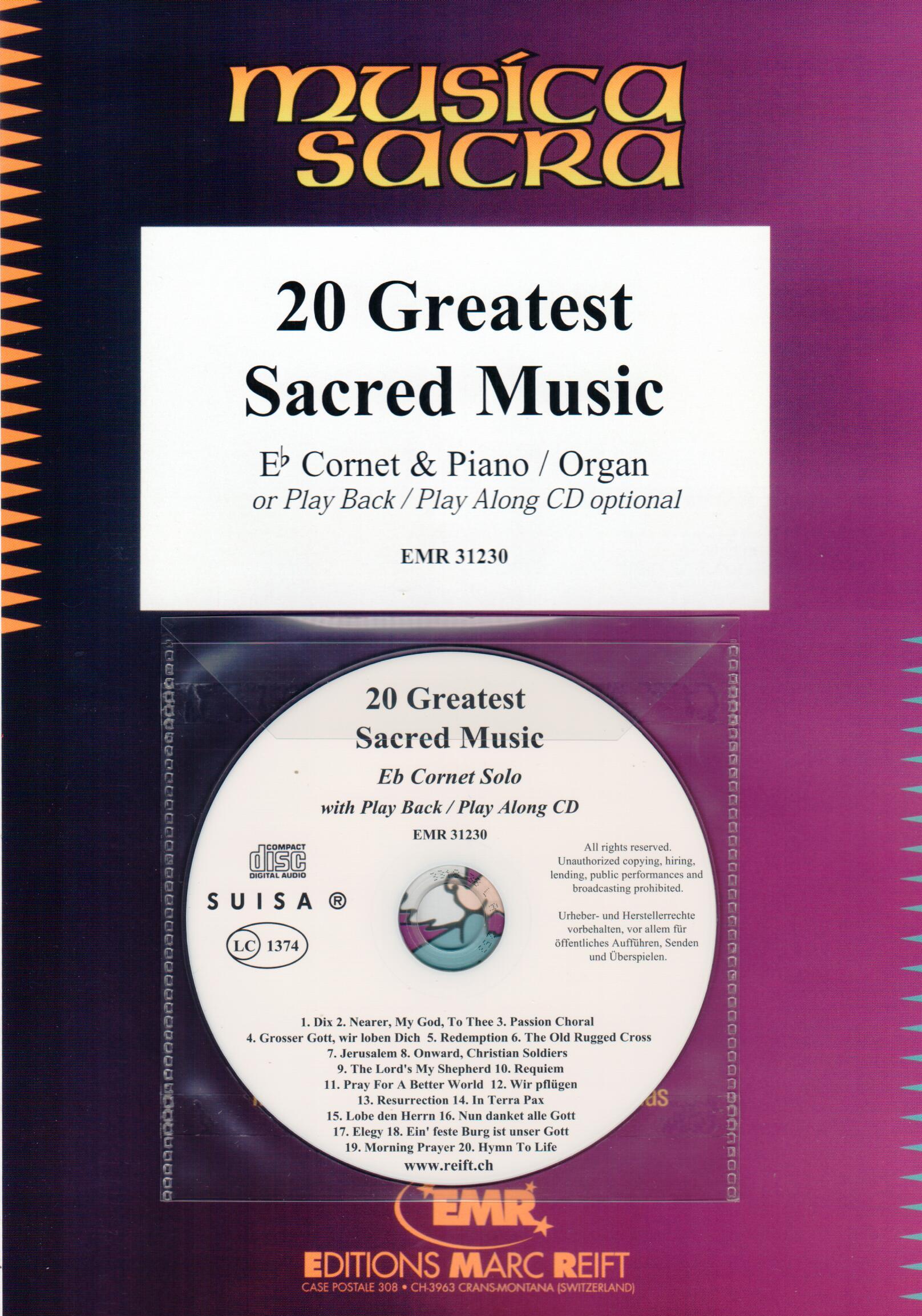 20 GREATEST SACRED MUSIC, SOLOS - B♭. Cornet/Trumpet with Piano